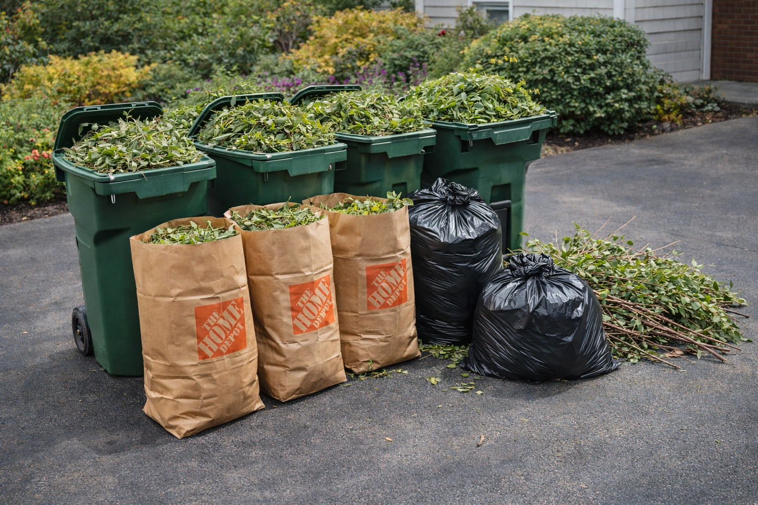 Garden waste being loaded for removal